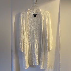White Long Sleeve Cardigan. Size 3x
